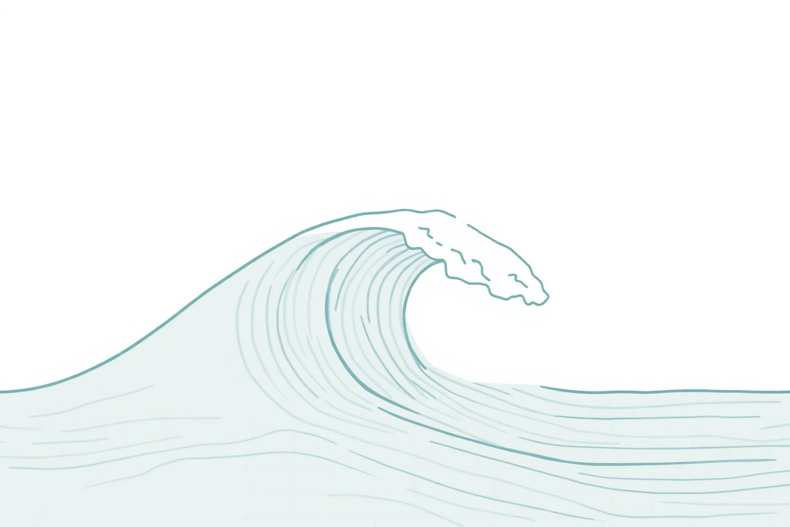 Illustration of a wave overlaid on a calendar grid